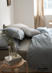 Earth Tone Ruffle Bedding Set - Blue