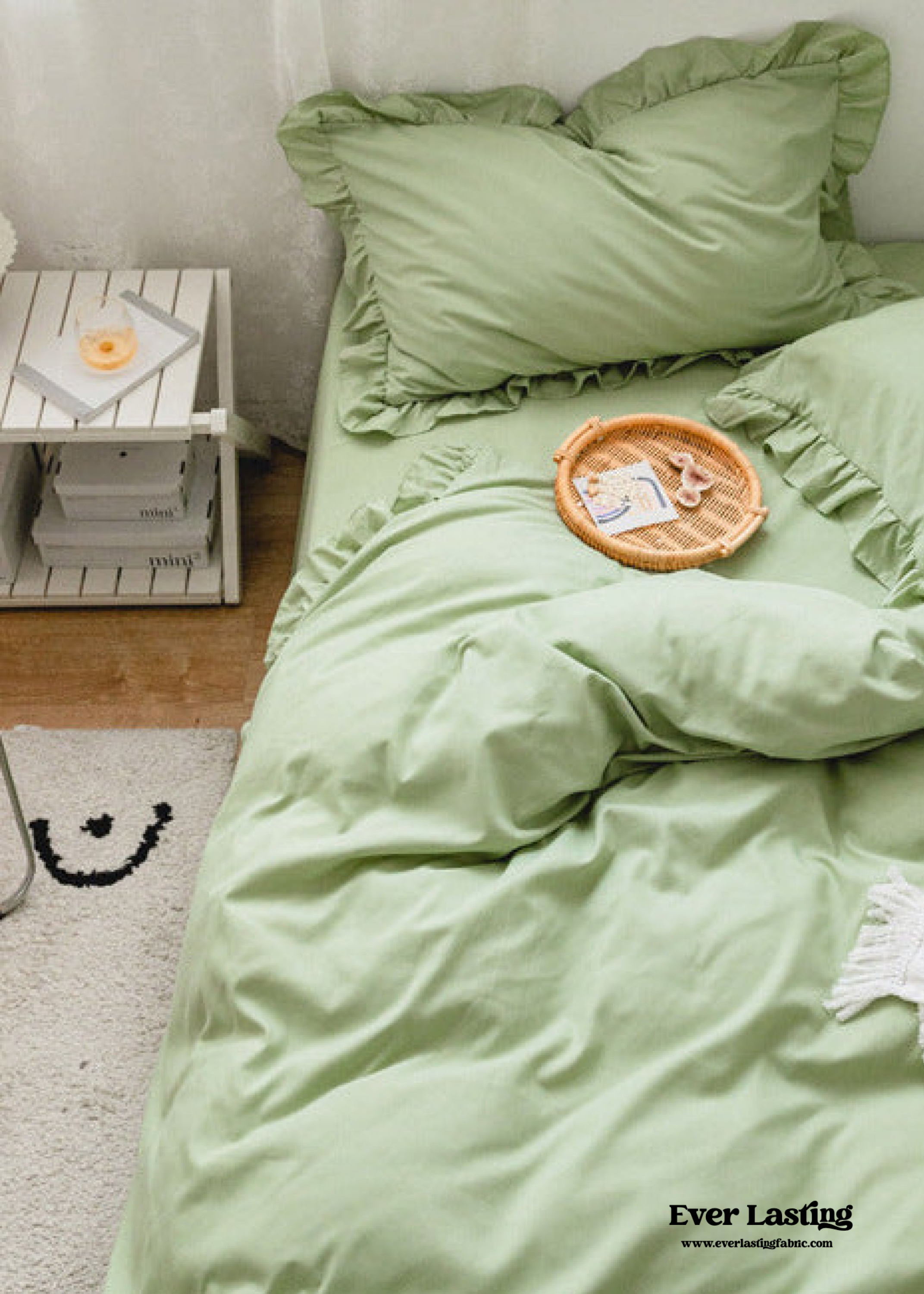 Earth Tone Ruffle Bedding Set - Pink