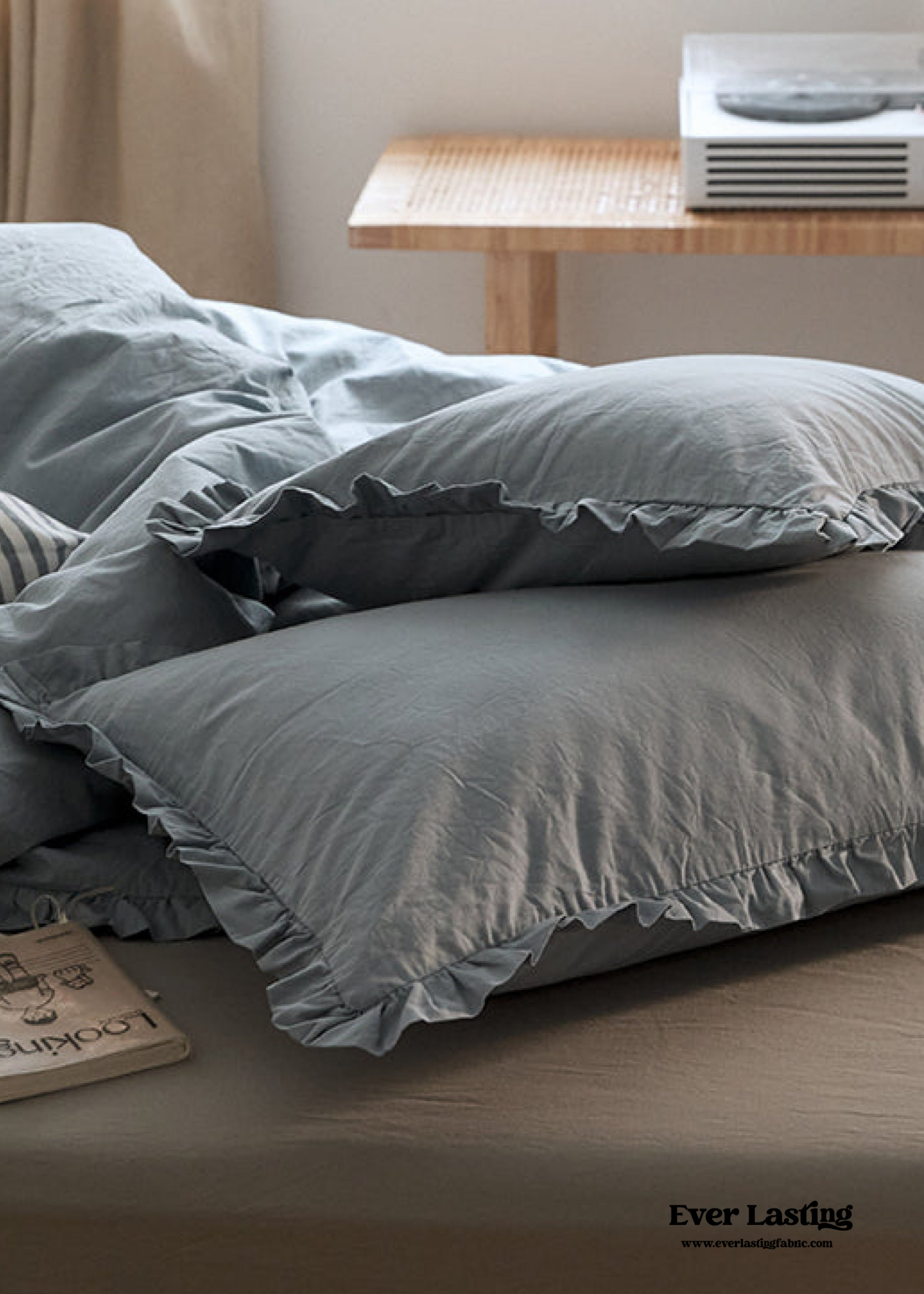Earth Tone Ruffle Bedding Set - Pink
