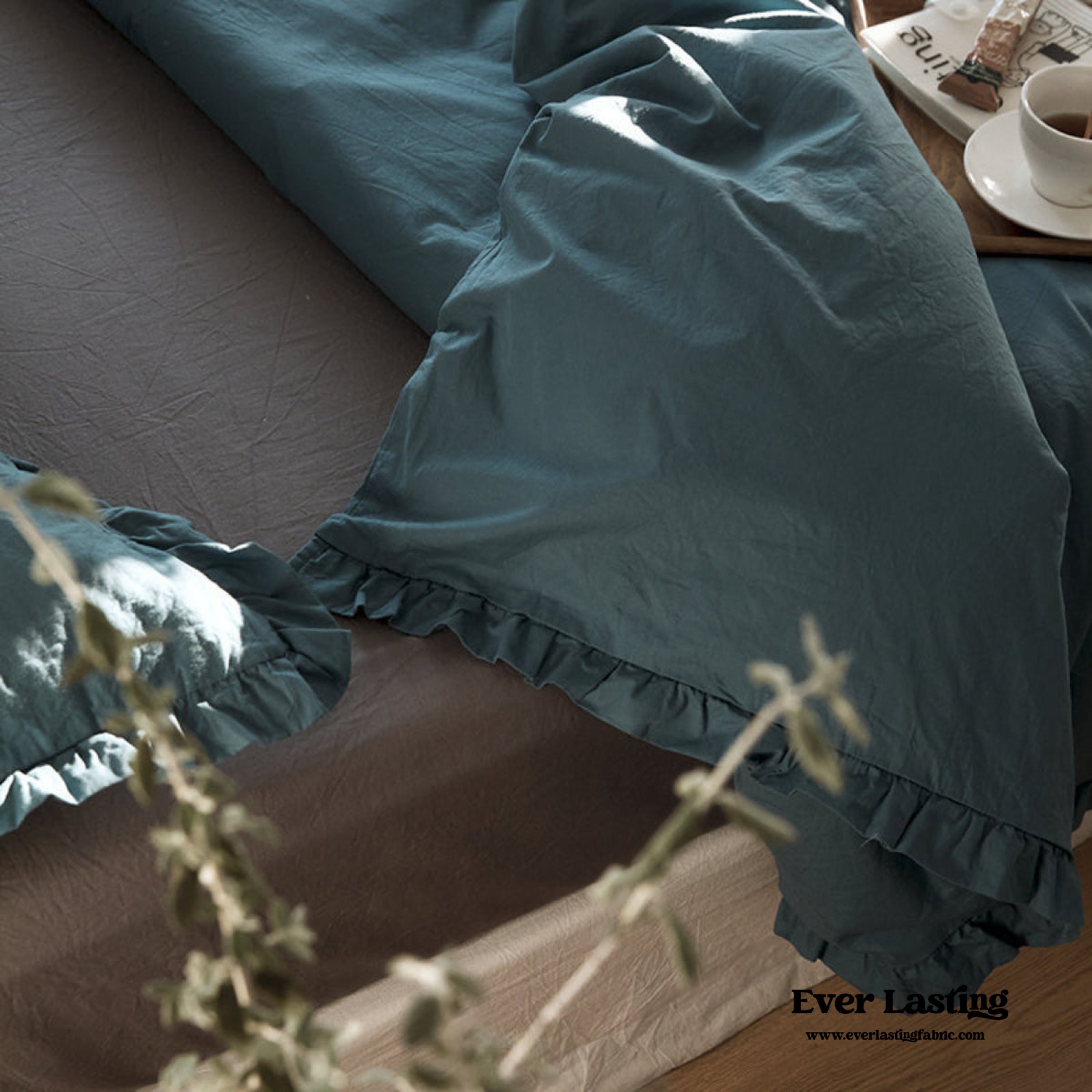 Earth Tone Ruffle Bedding Set - Pink