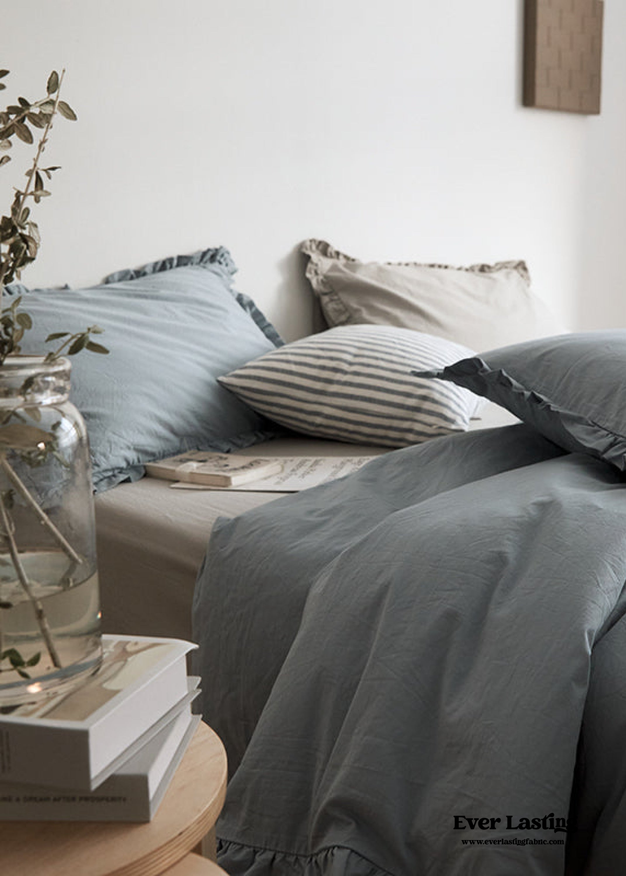 Earth Tone Ruffle Bedding Set - Pink