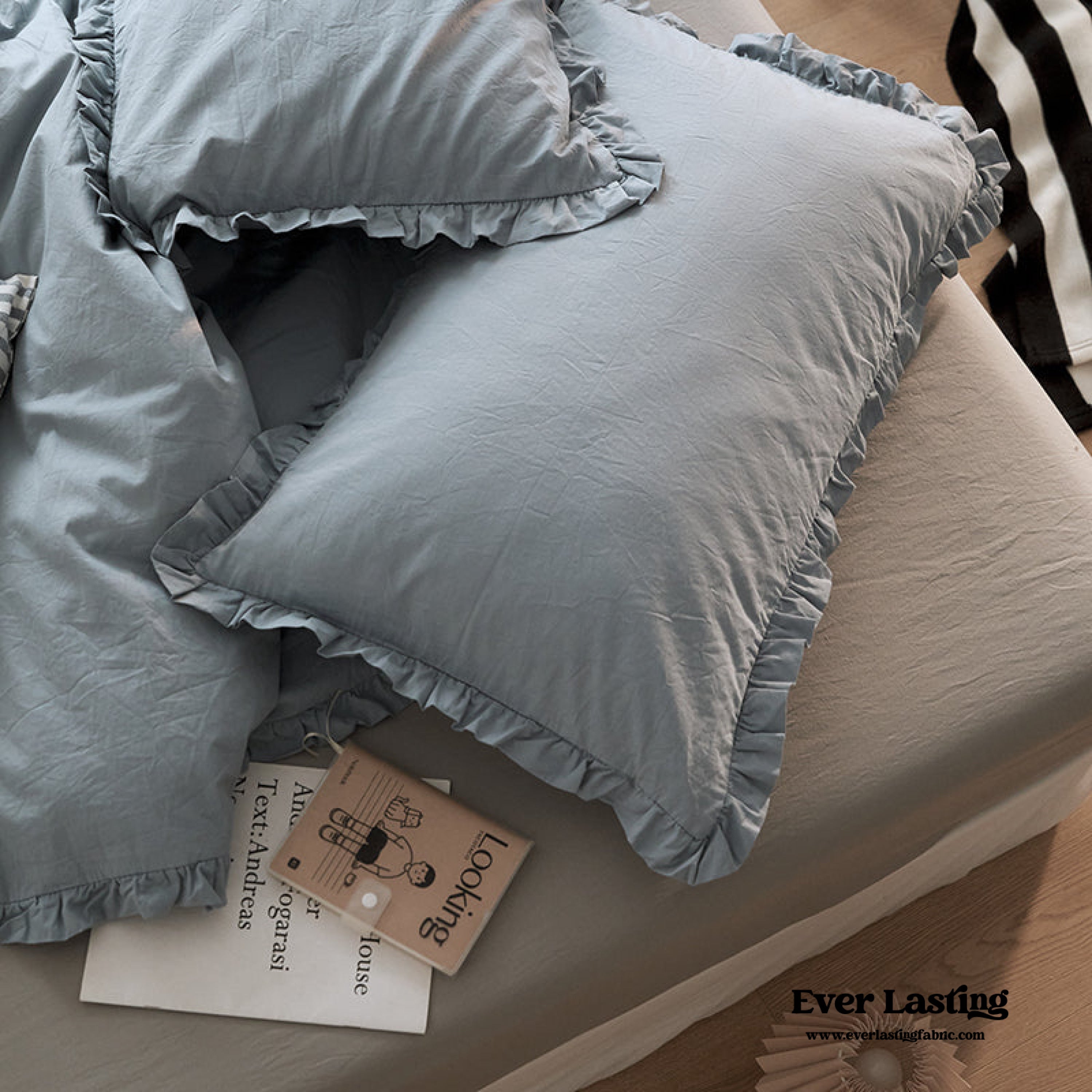 Earth Tone Ruffle Bedding Set - Pink