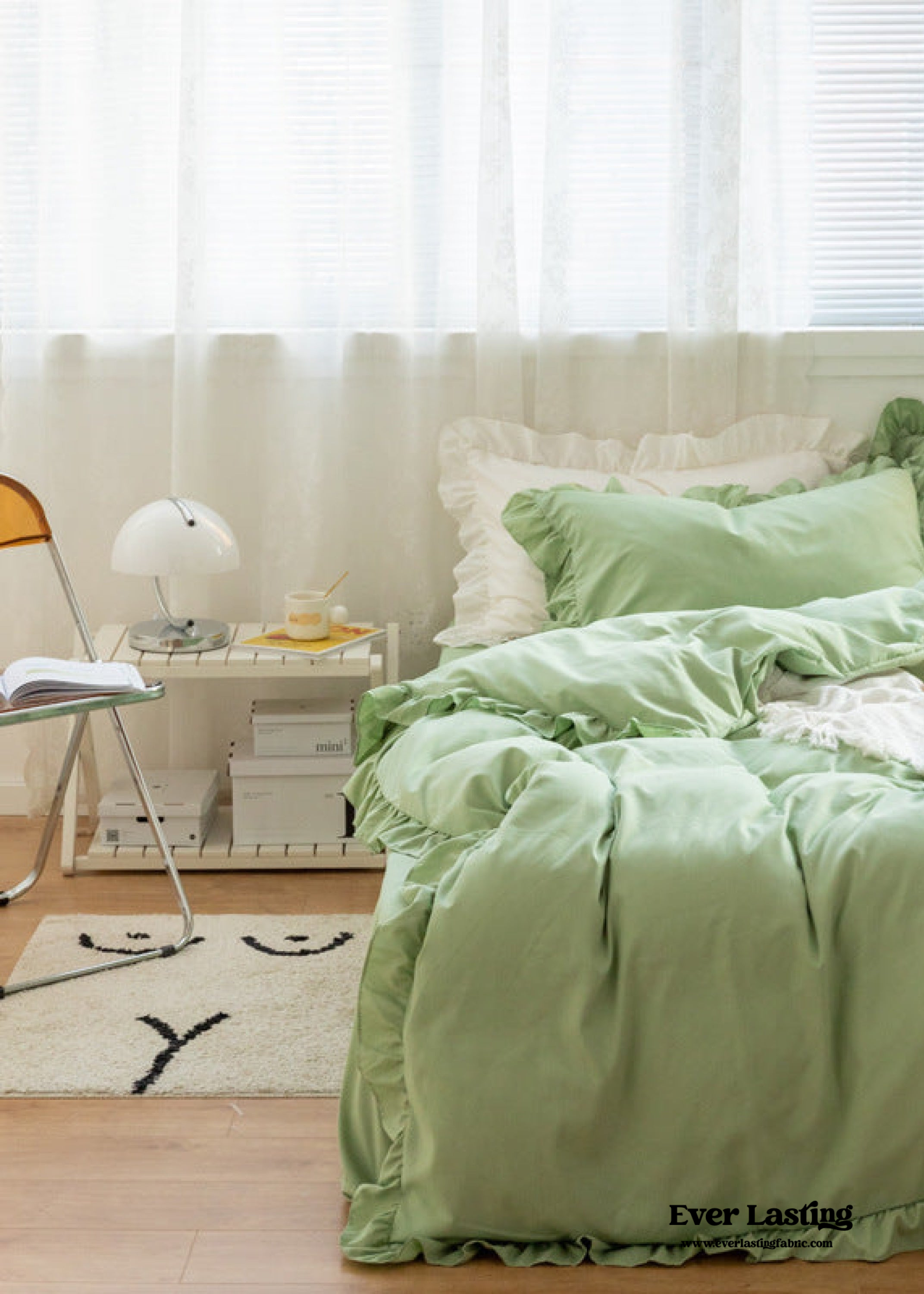 Earth Tone Ruffle Bedding Set - Pink