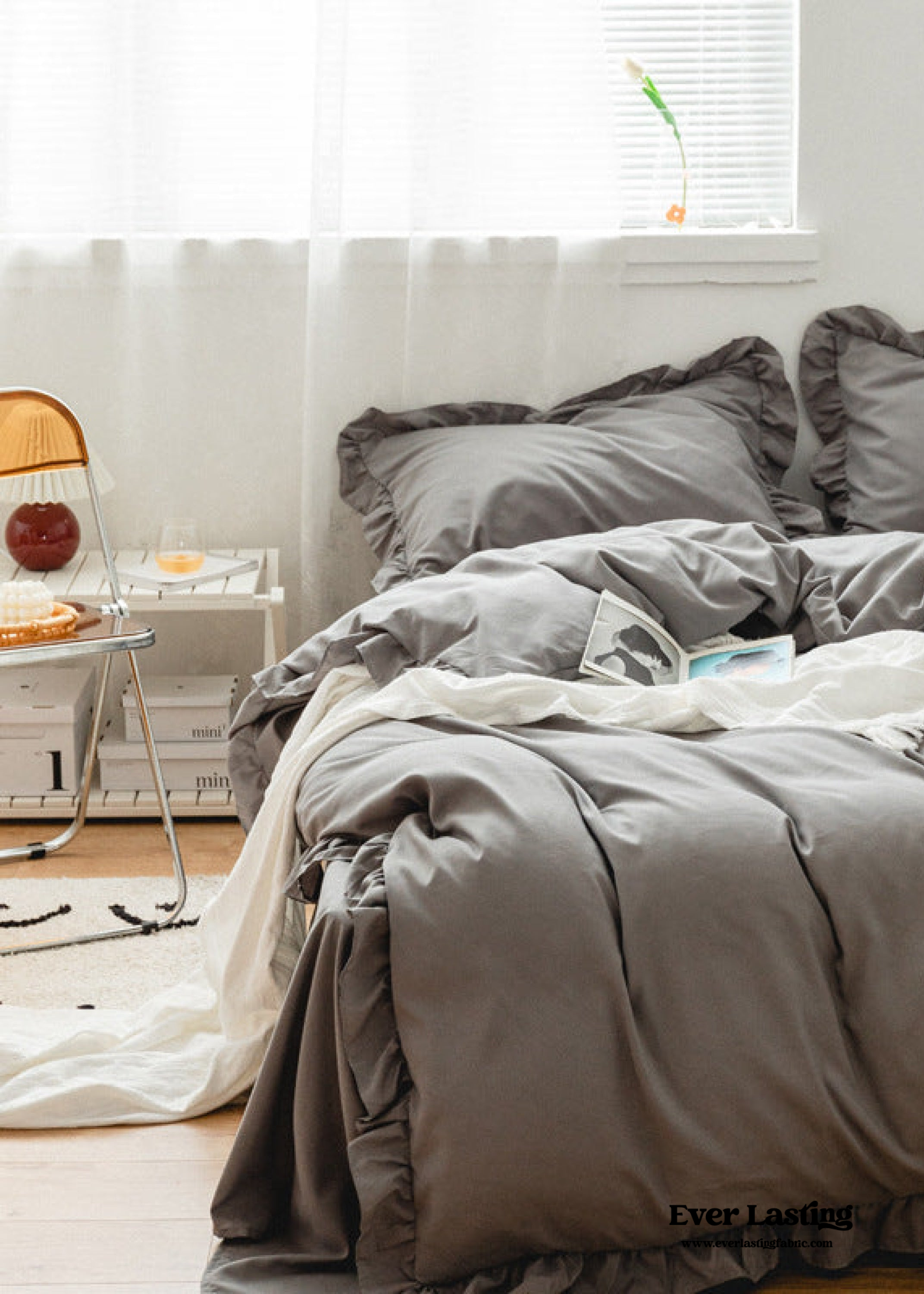 Earth Tone Ruffle Bedding Set - Pink