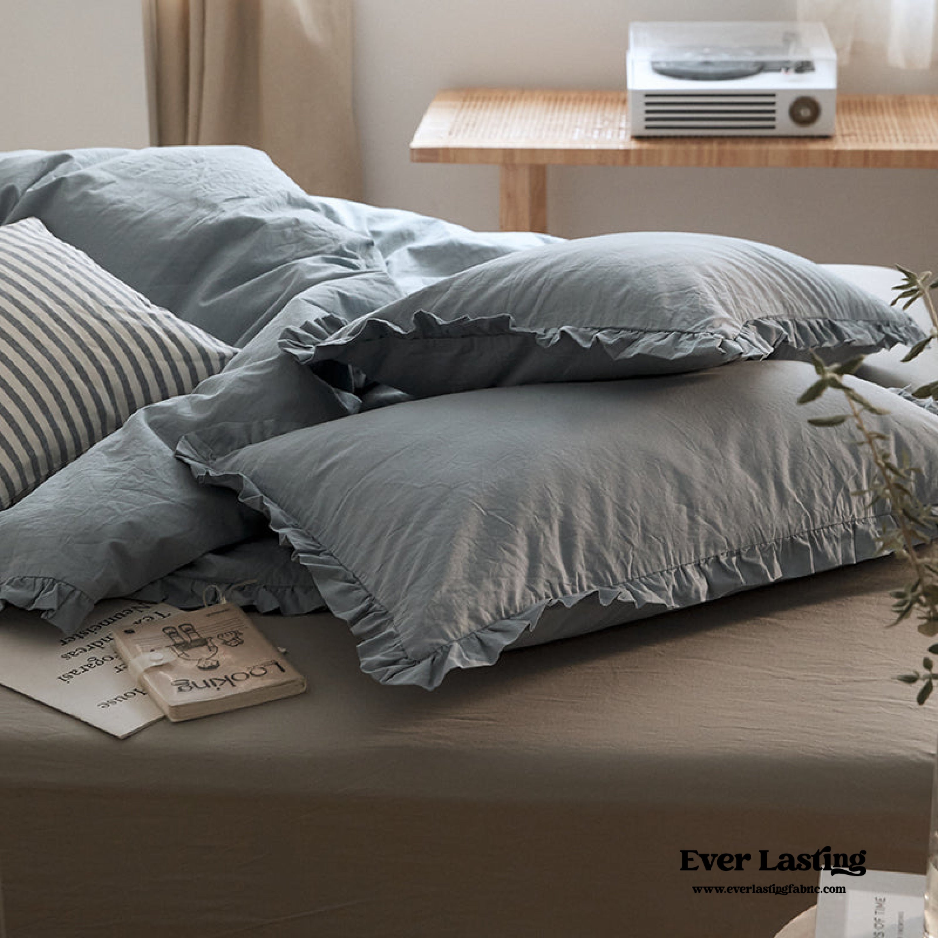 Earth Tone Ruffle Bedding Set - Pink