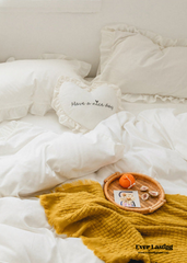 Earth Tone Ruffle Bedding Set - White