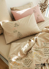 Juego de cama bordado - Beige