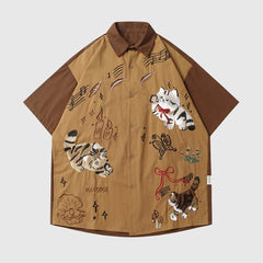 Embroidered Cat Shirt