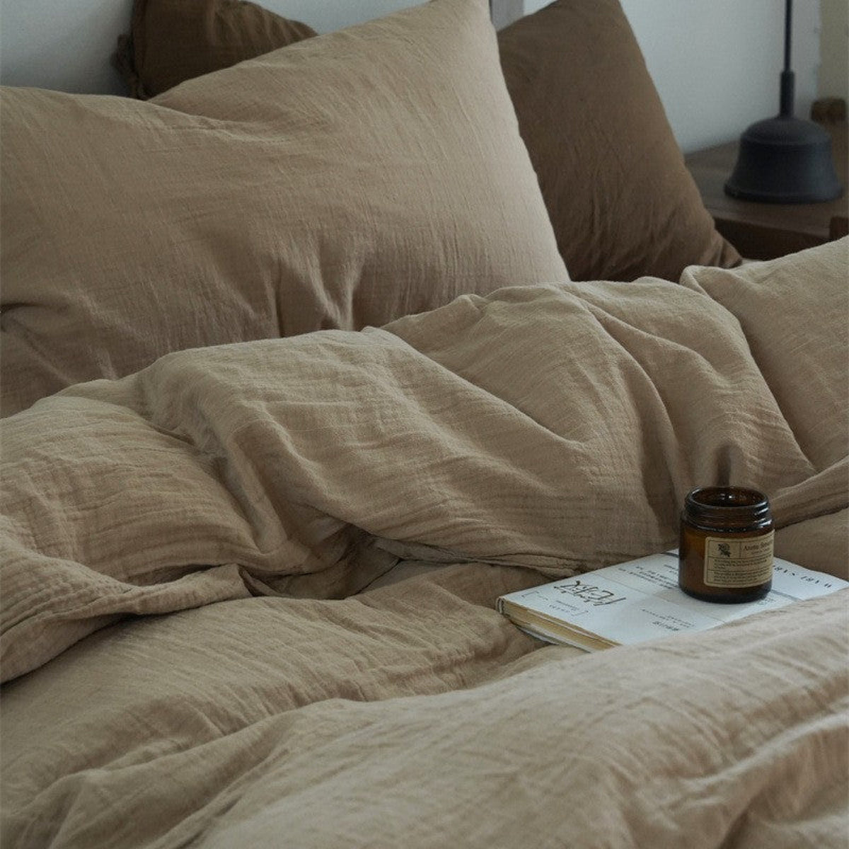 Evelyn Retro Double Gauze Bedding Set - Beige Brown