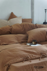 Evelyn Retro Double Gauze Bedding Set - Caramel Brown