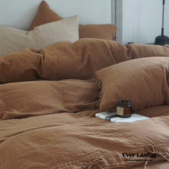 Evelyn Retro Double Gauze Bedding Set - Caramel Brown