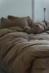 Evelyn Retro Double Gauze Bedding Set - Chestnut Brown