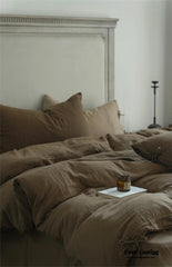 Evelyn Retro Double Gauze Bedding Set - Chestnut Brown