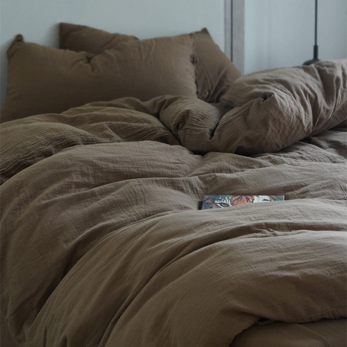 Evelyn Retro Double Gauze Bedding Set - Chestnut Brown