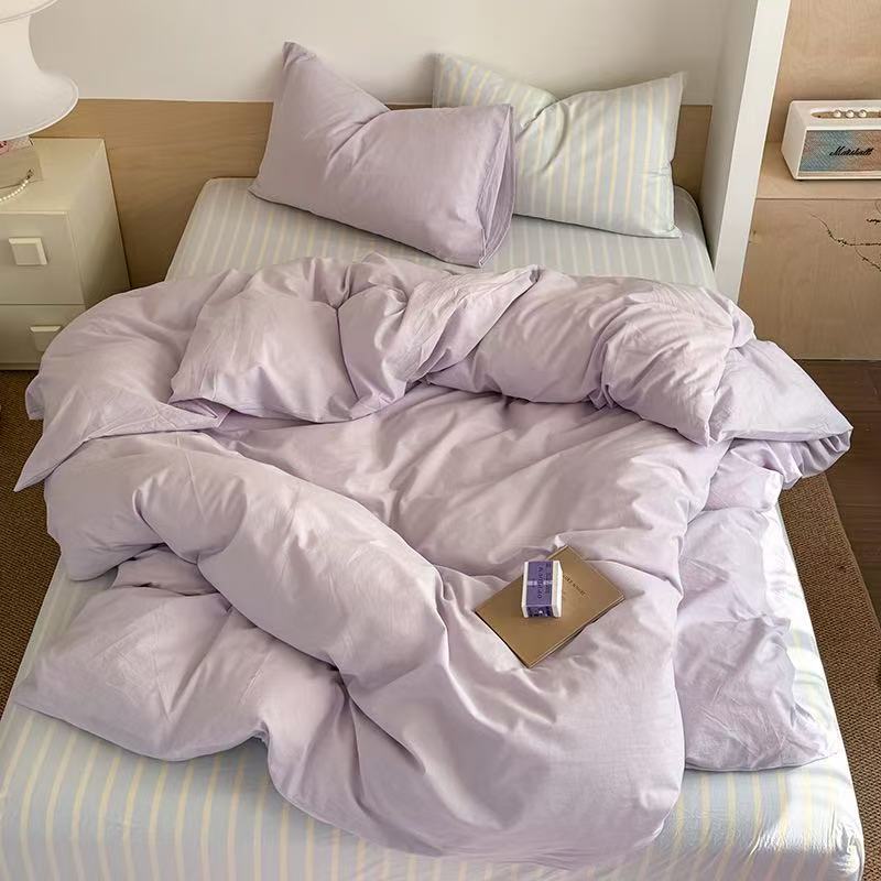 Chloe Pastel Candy Cotton Bedding Set - Pink Plaid