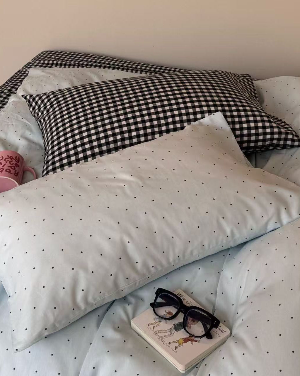 Chloe Pastel Candy Cotton Bedding Set - Pink Plaid