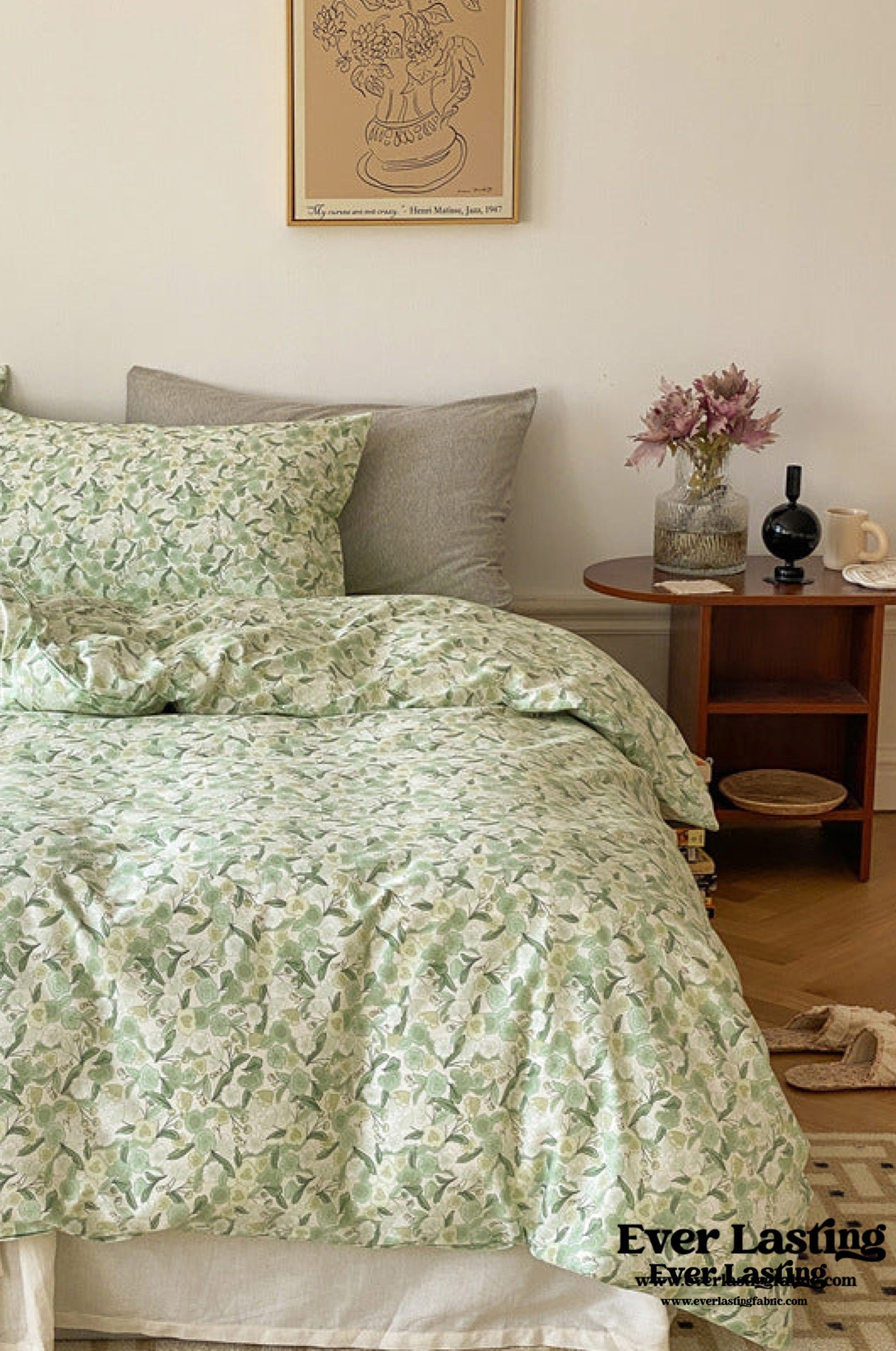 Floral Bedding Set - Green