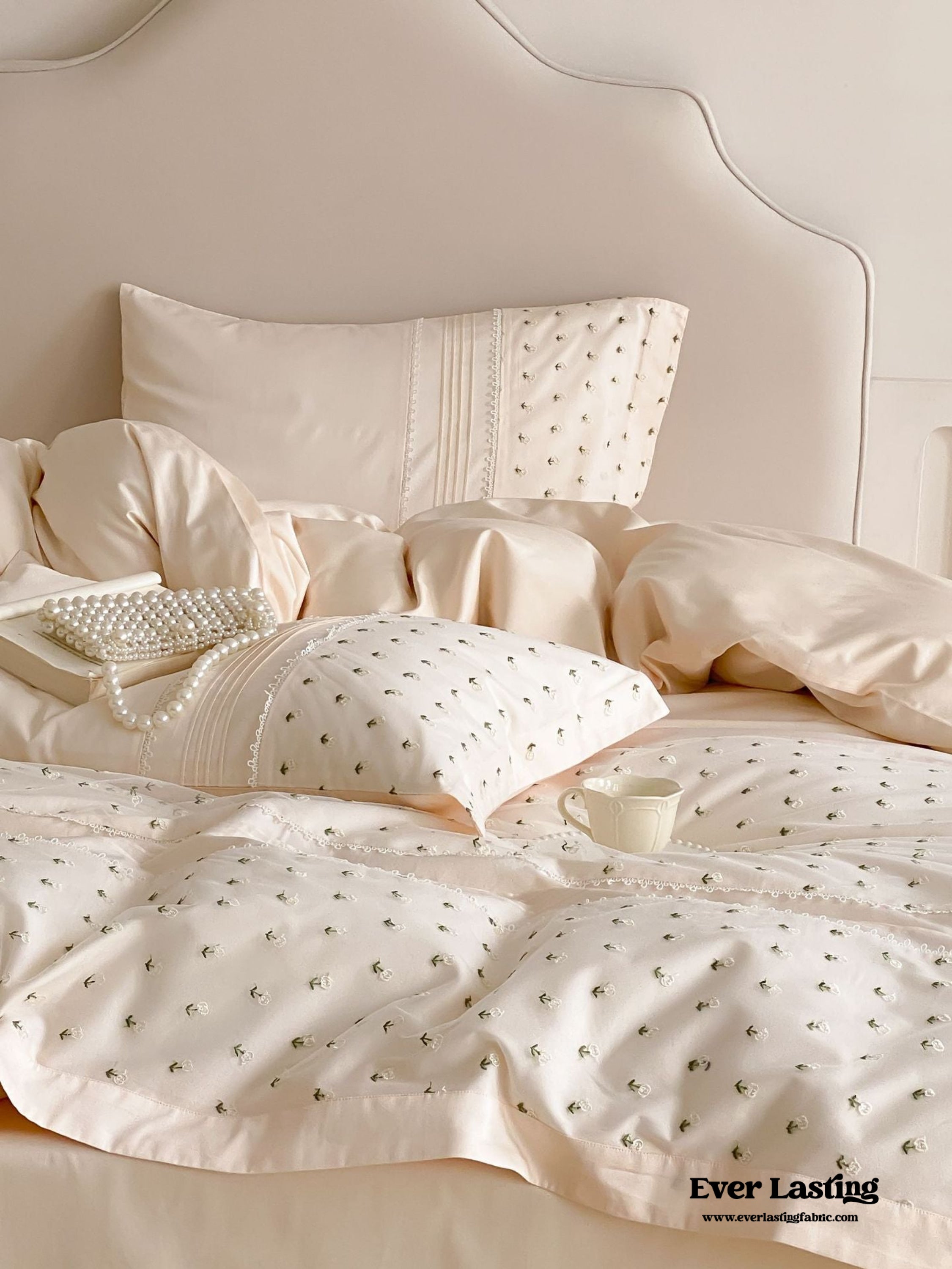 Floral Hand Embroidered Bedding Set