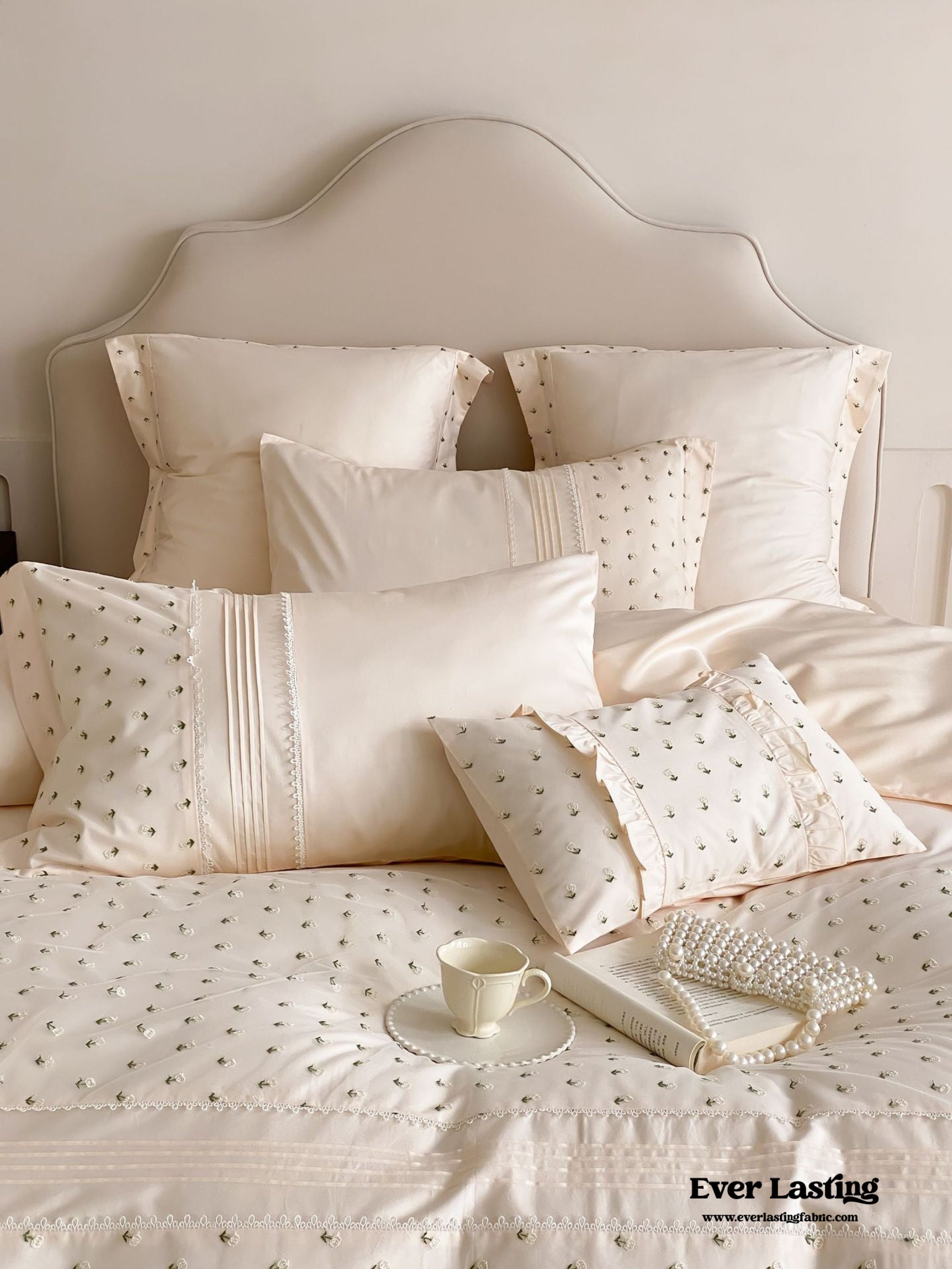 Floral Hand Embroidered Bedding Set
