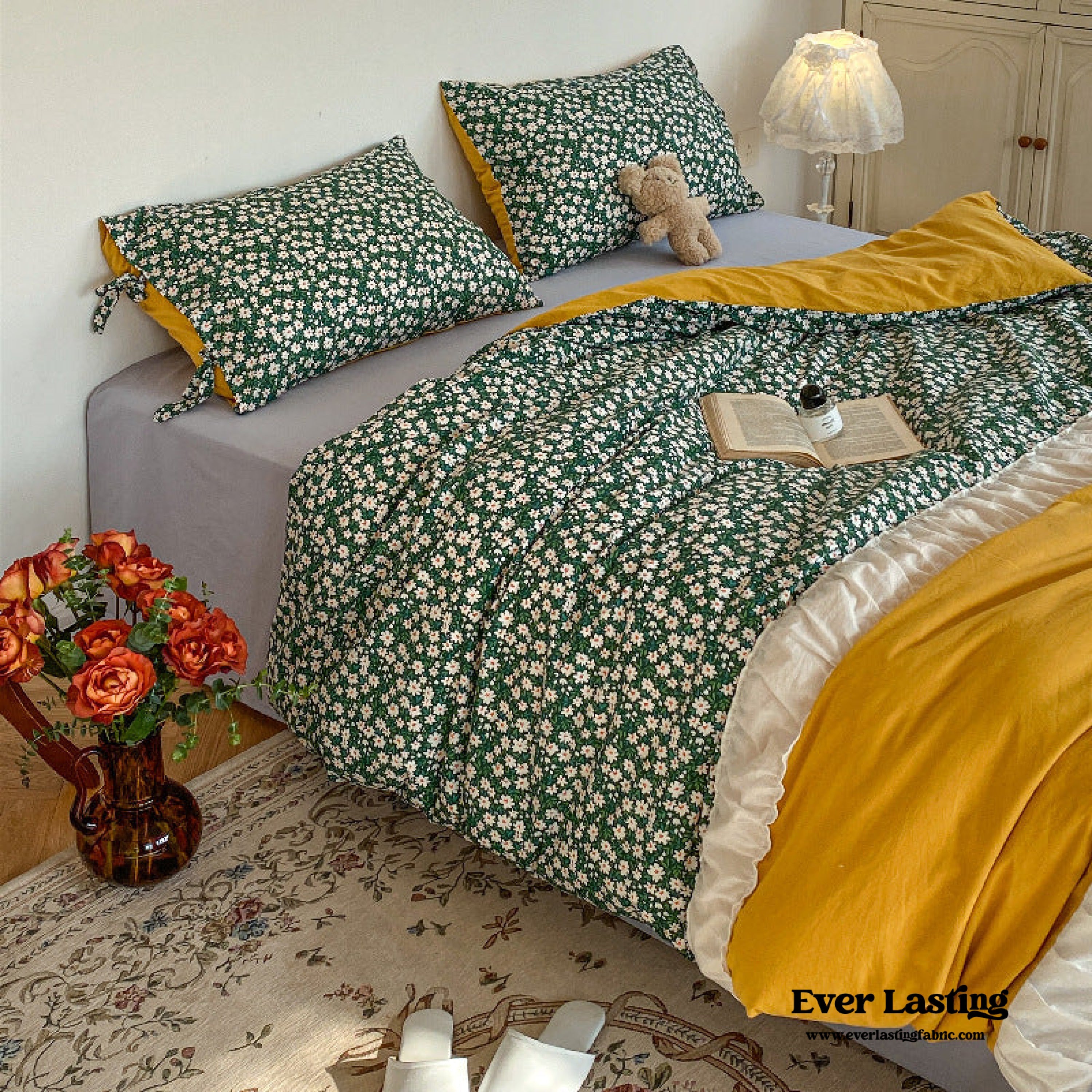 Floral Patchwork Bedding Set - Pink
