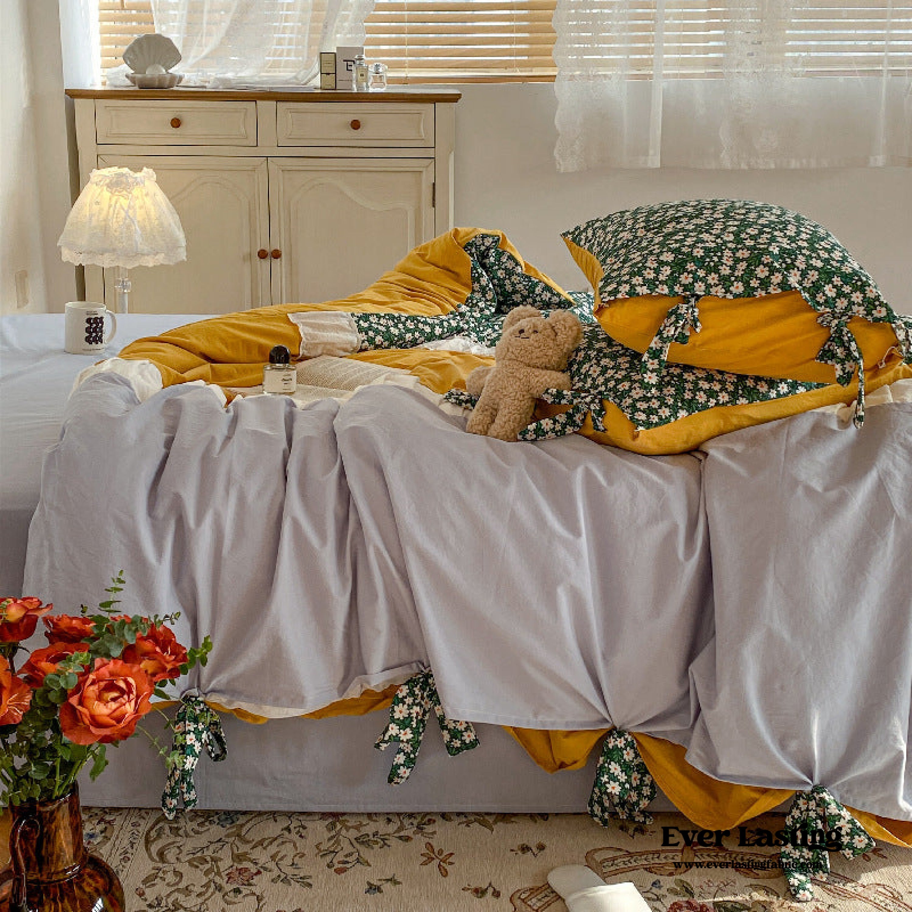 Floral Patchwork Bedding Set - Pink