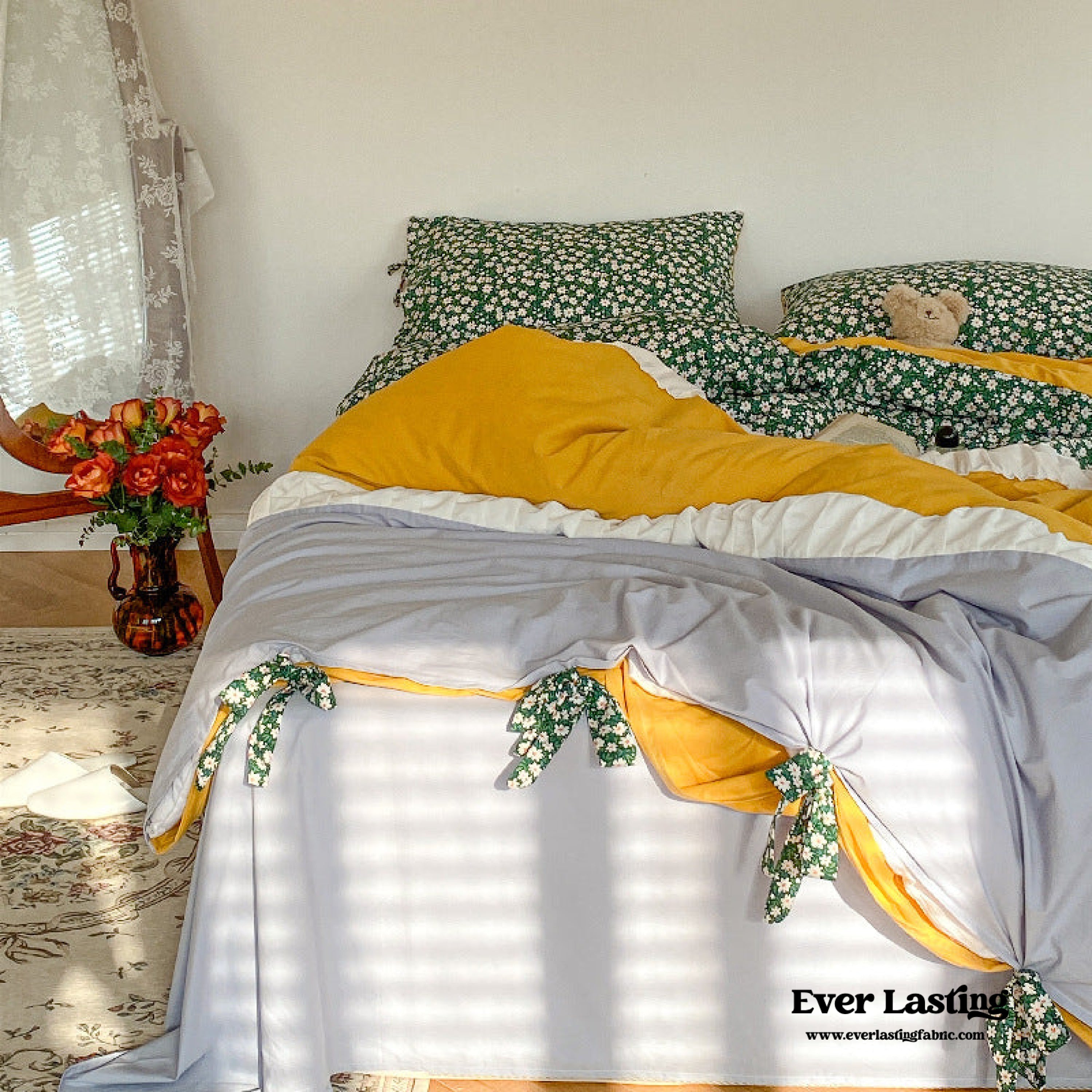 Floral Patchwork Bedding Set - Pink