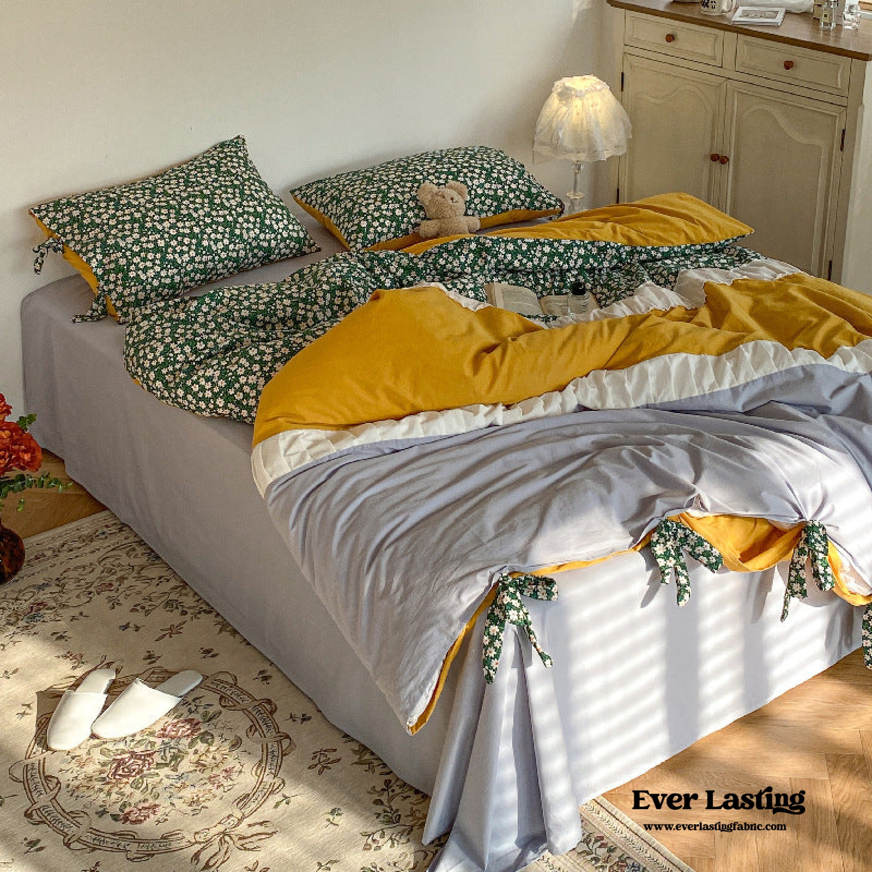 Floral Patchwork Bedding Set - Pink