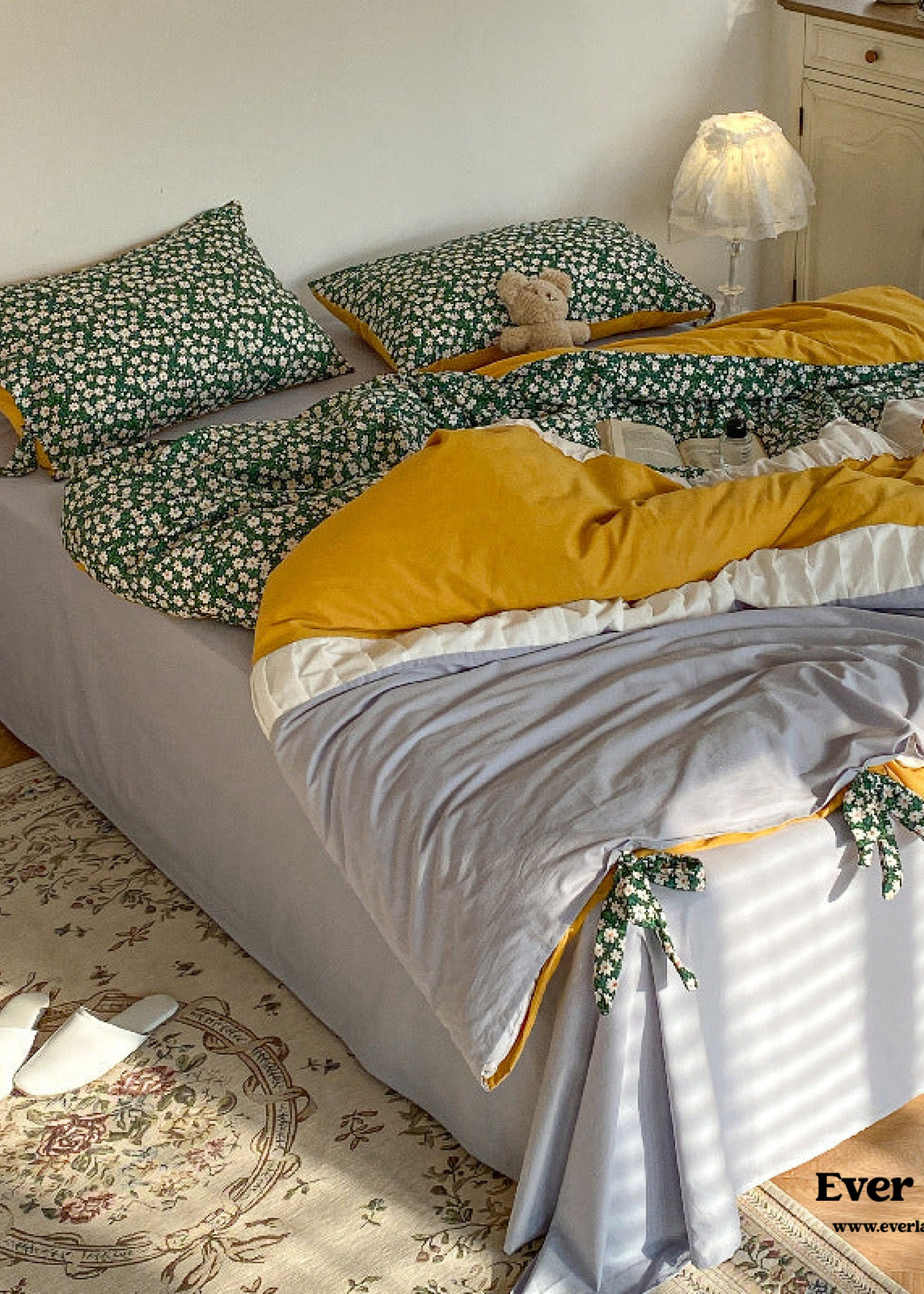 Floral Patchwork Bedding Set - Pink