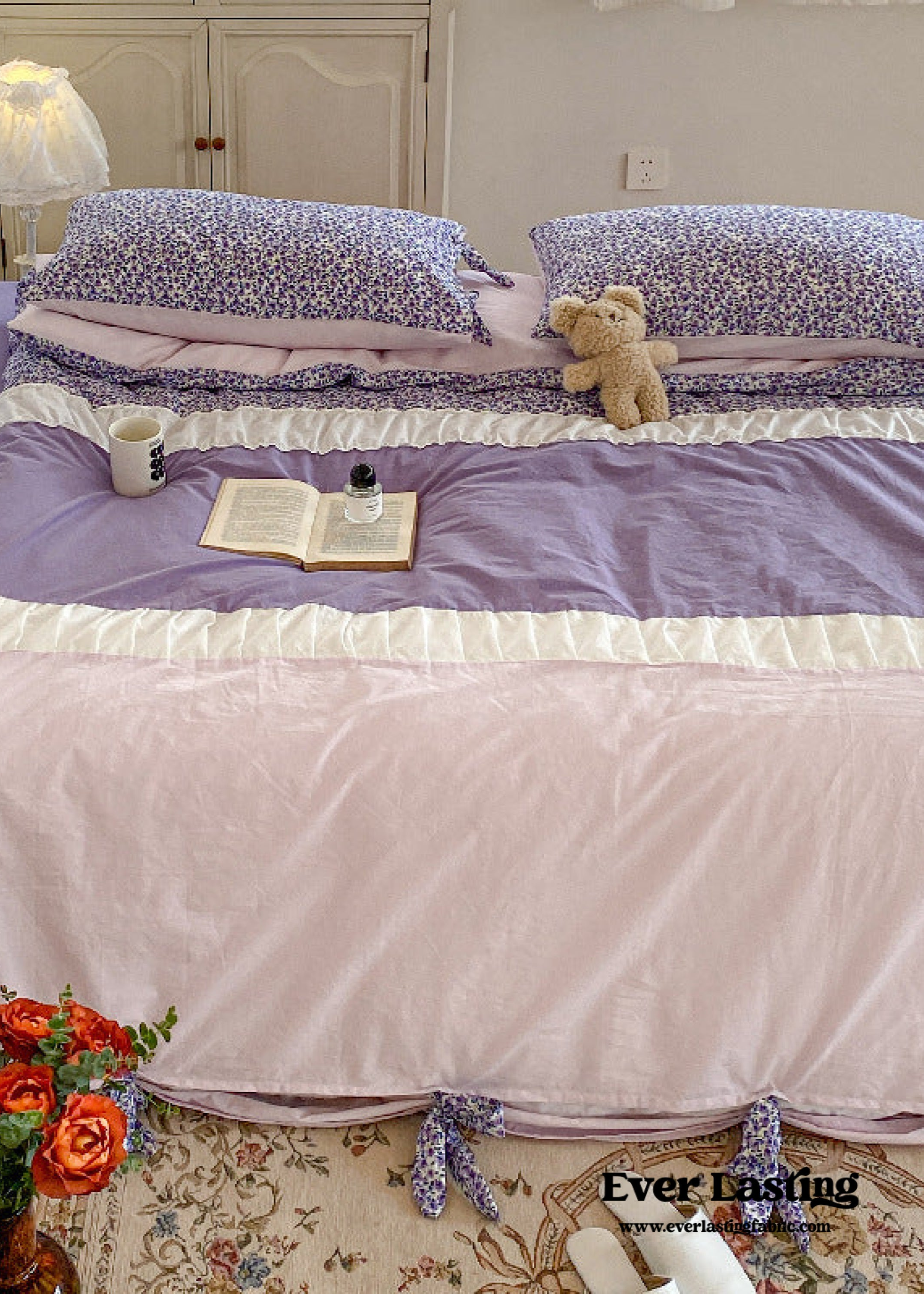 Floral Patchwork Bedding Set - Pink