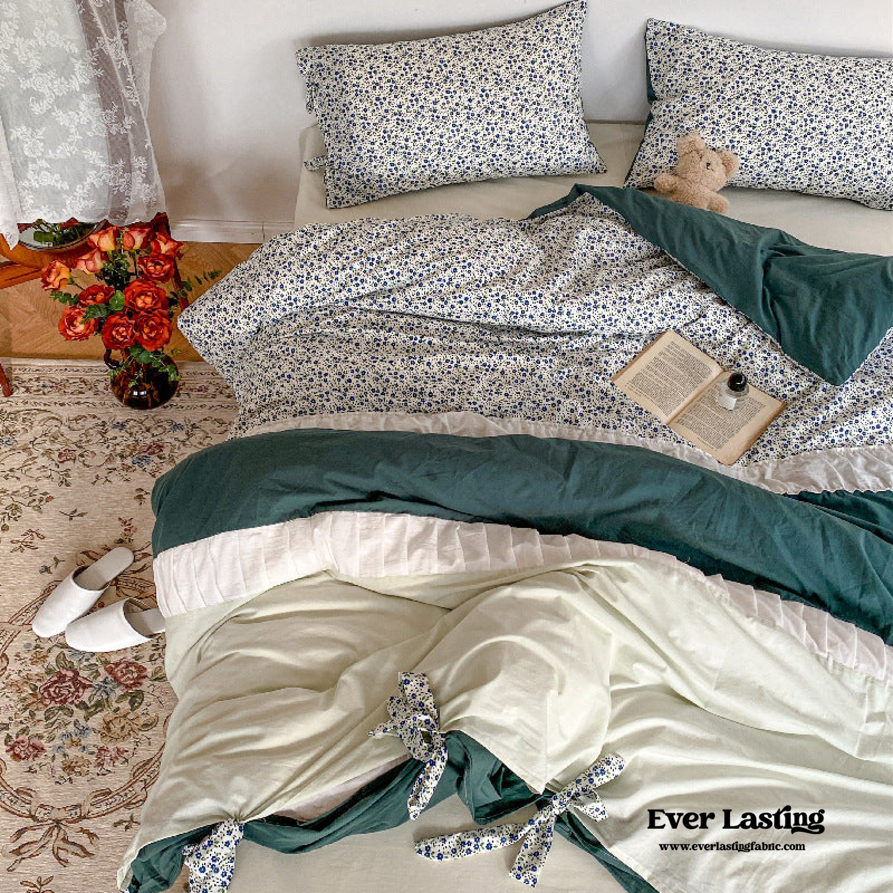 Floral Patchwork Bedding Set - Pink