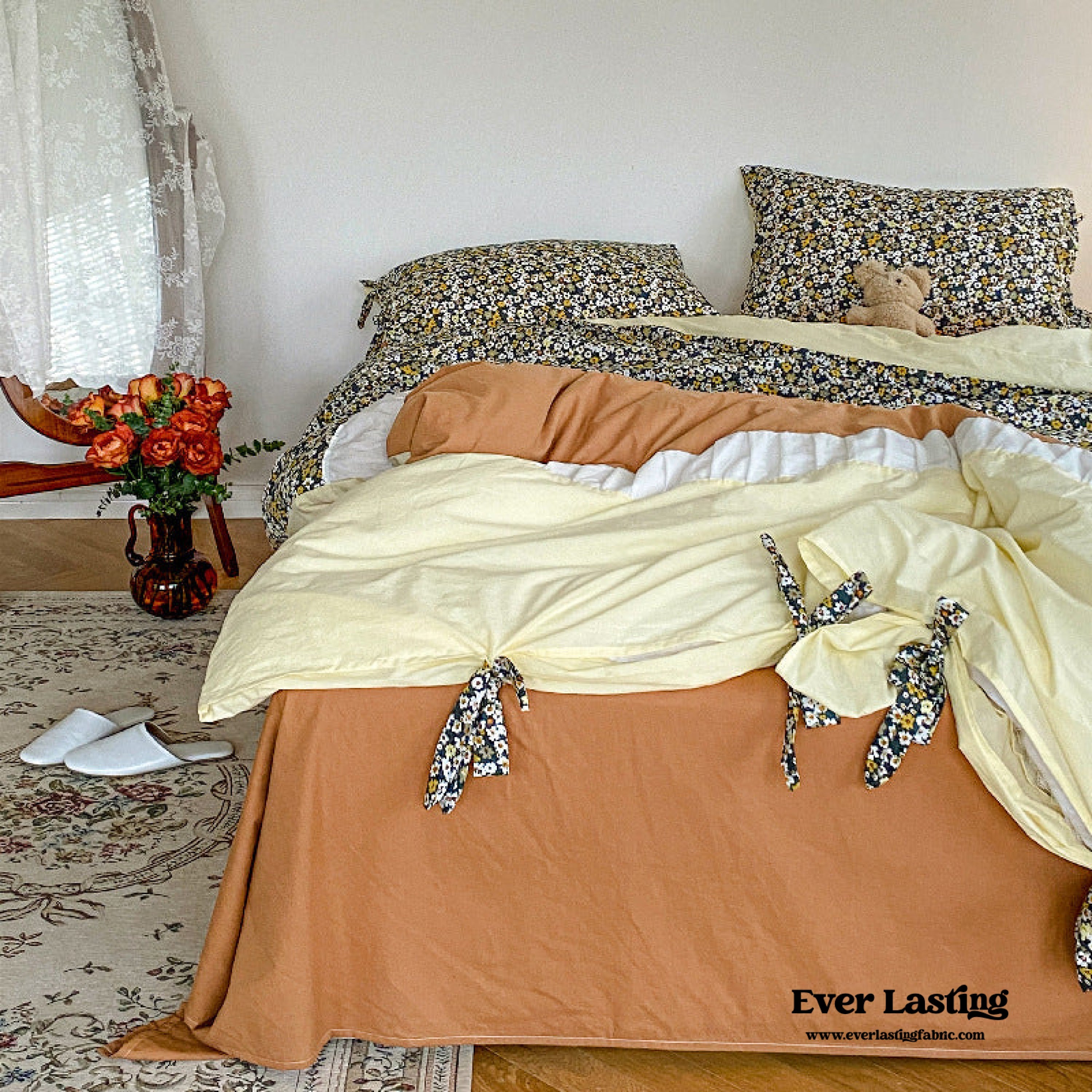 Floral Patchwork Bedding Set - Pink
