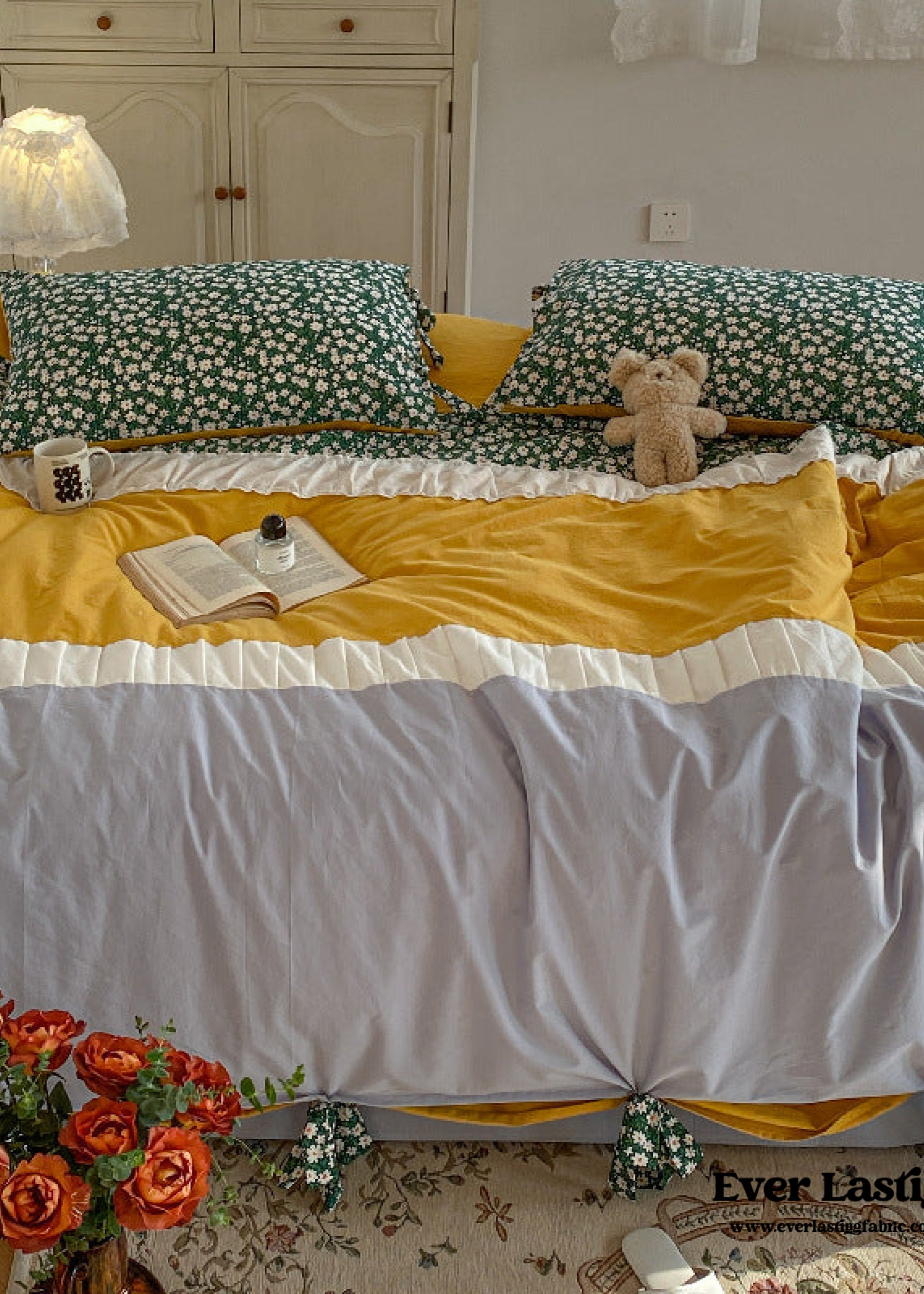 Floral Patchwork Bedding Set - Pink