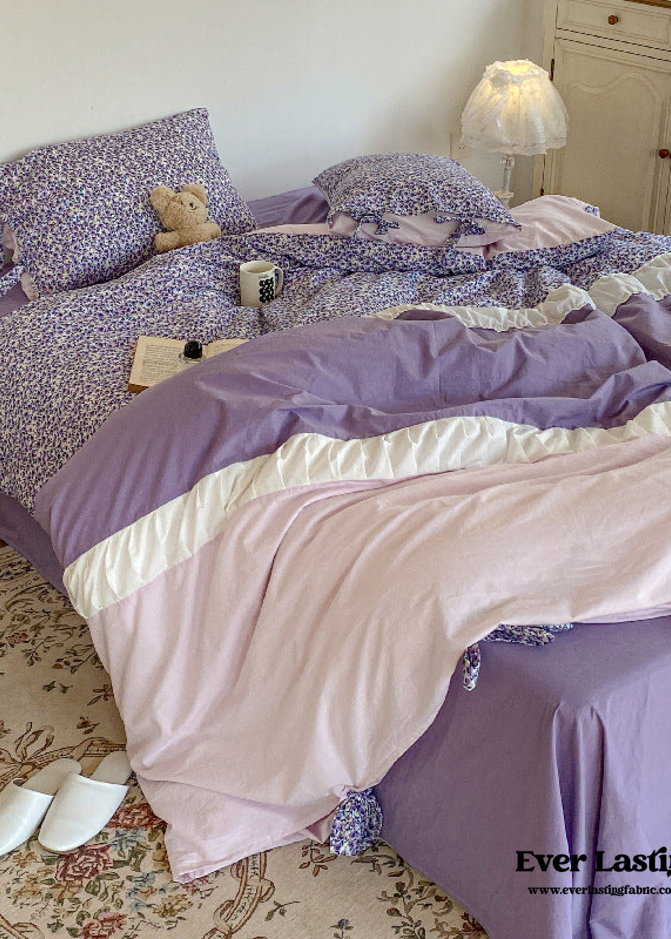 Floral Patchwork Bedding Set - Pink