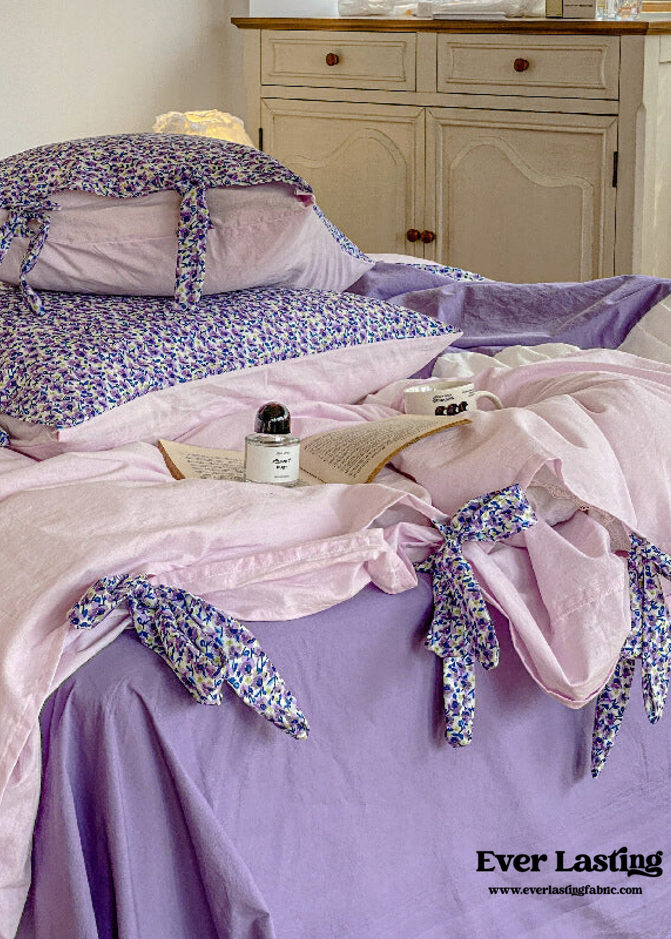 Floral Patchwork Bedding Set - Purple