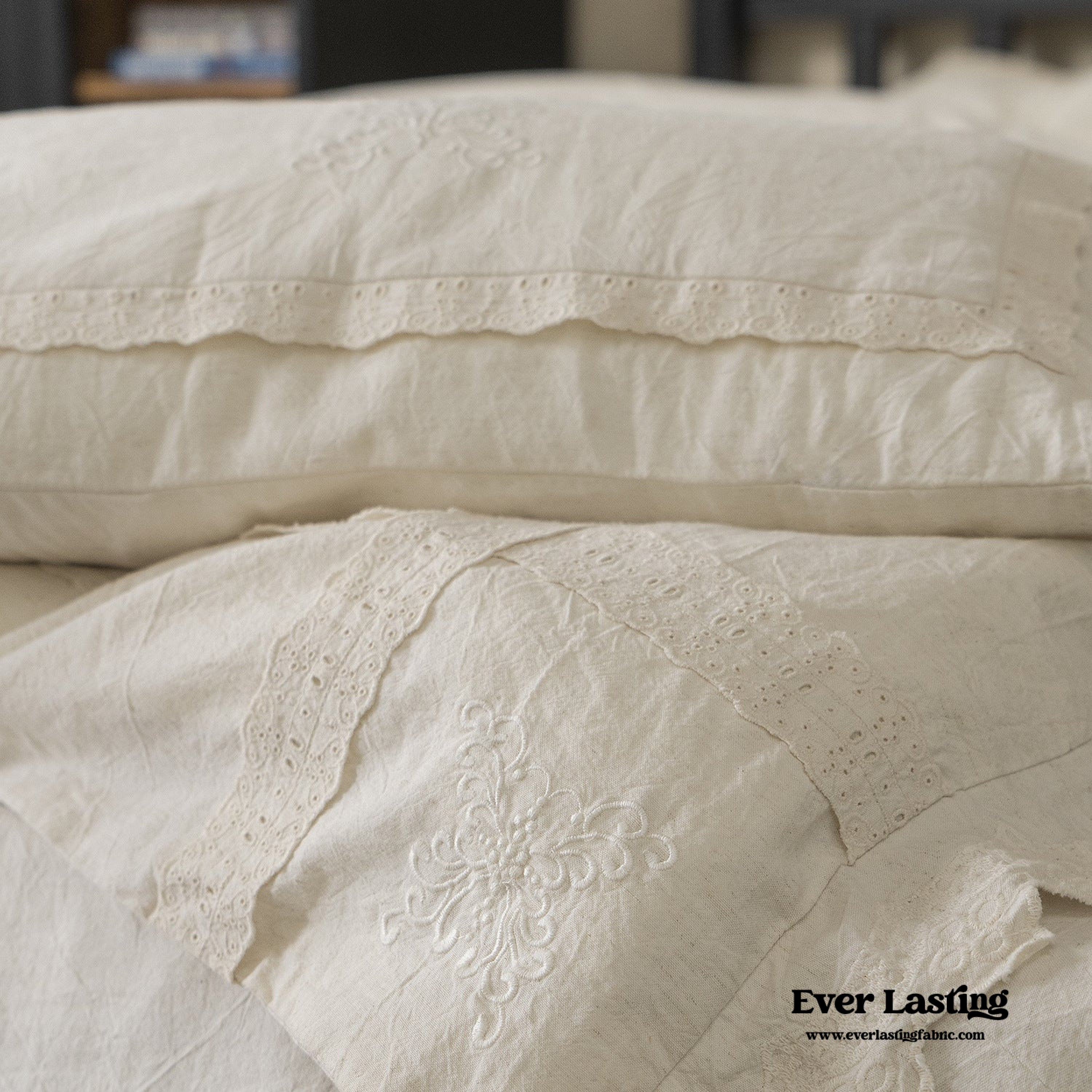 Fontainebleau Linen Cotton Embroidered Floral Bedding Set