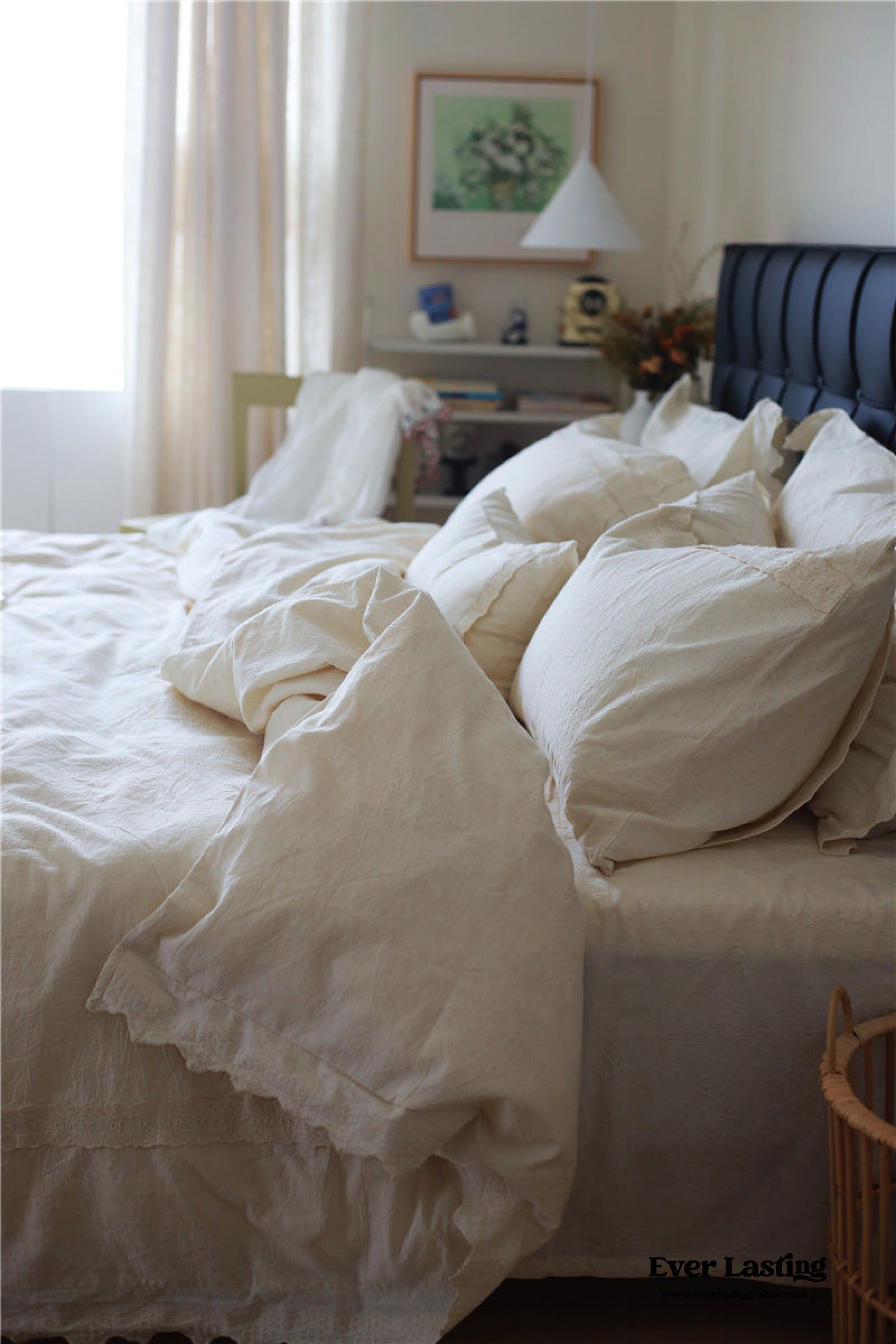 Fontainebleau Linen Cotton Embroidered Floral Bedding Set