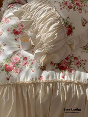 French Floral Ruffle Bedding Set - Rosé Pink
