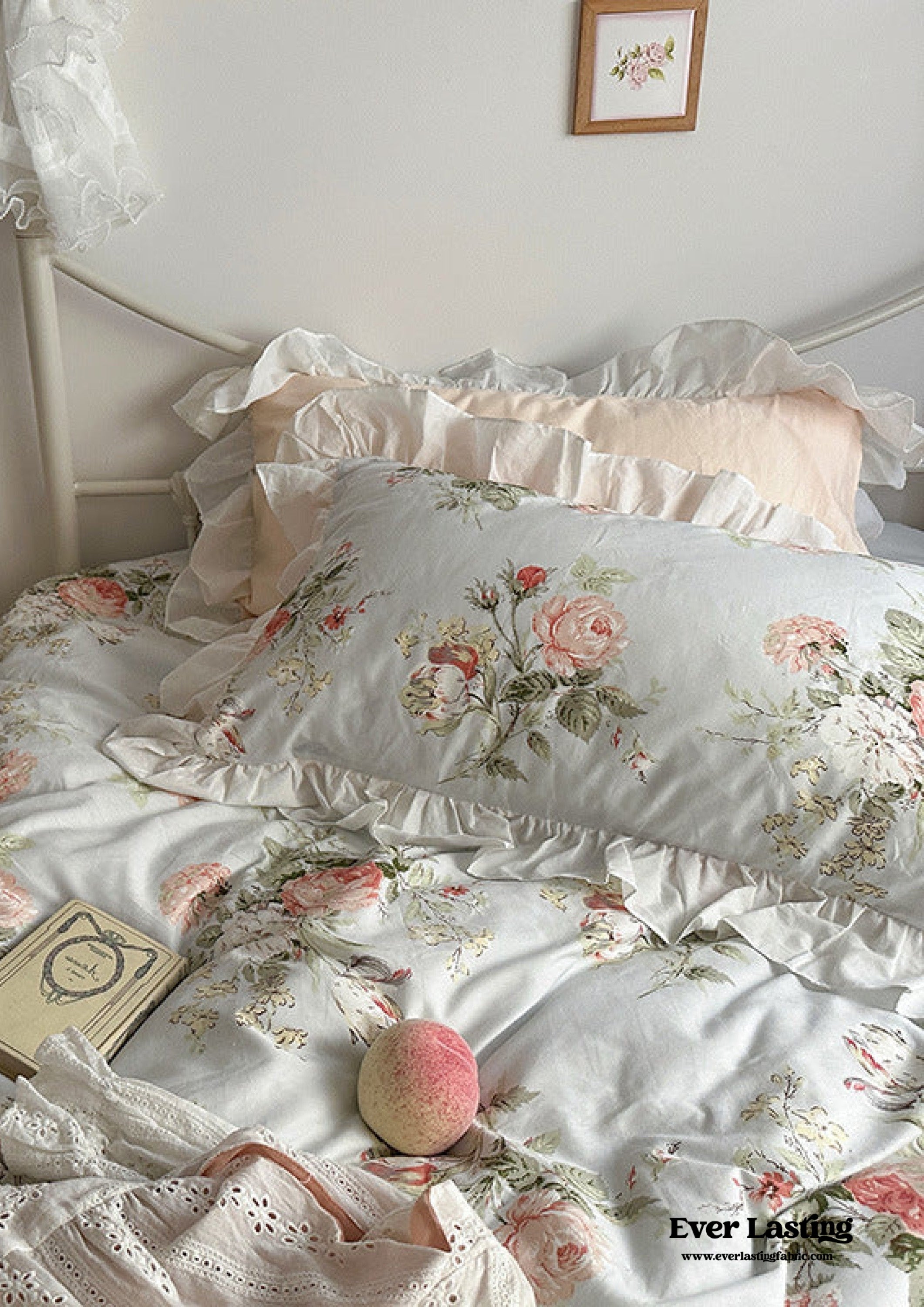 French Ruffle Floral Bedding Set - Green