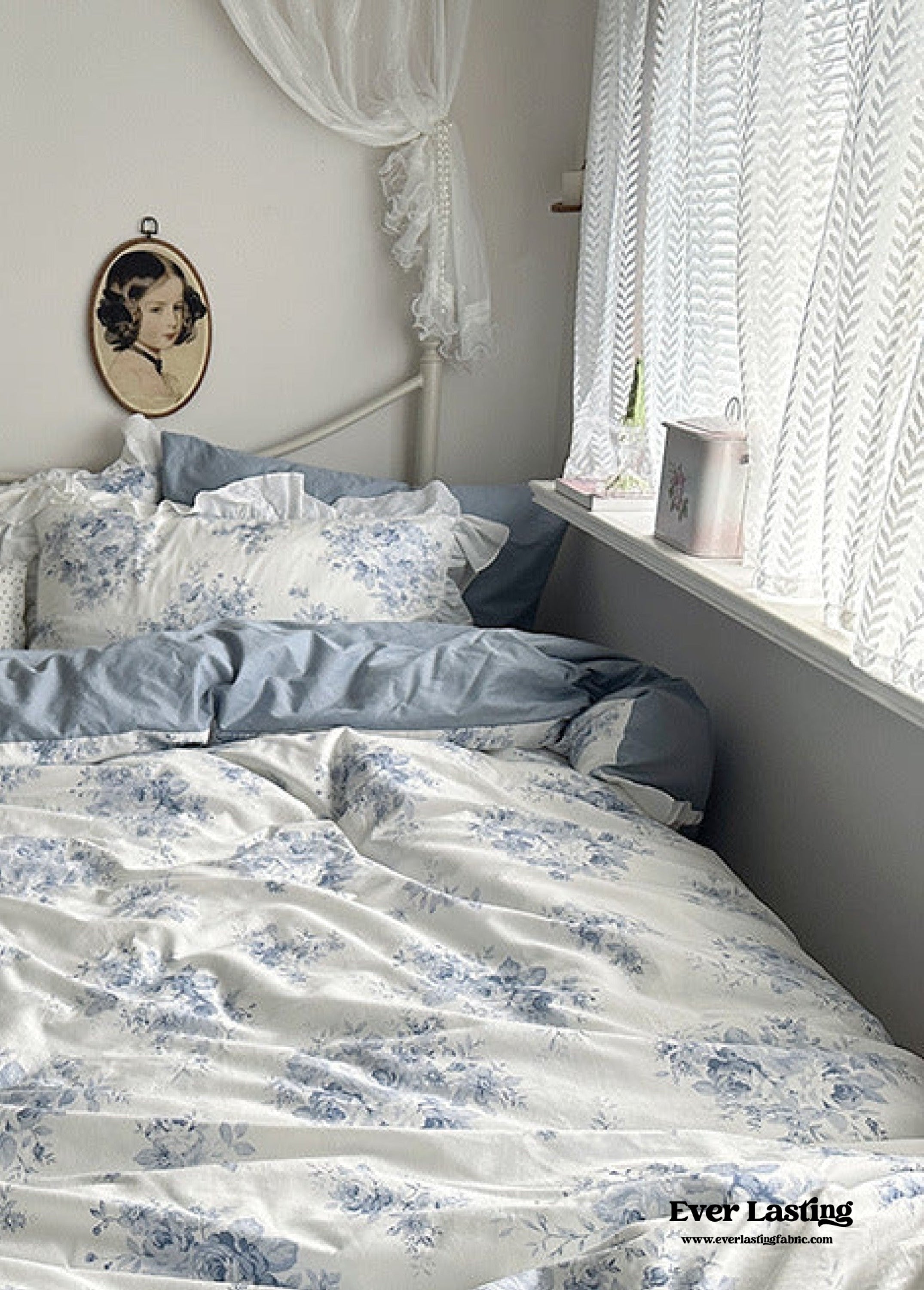 French Ruffle Floral Bedding Set - Pink