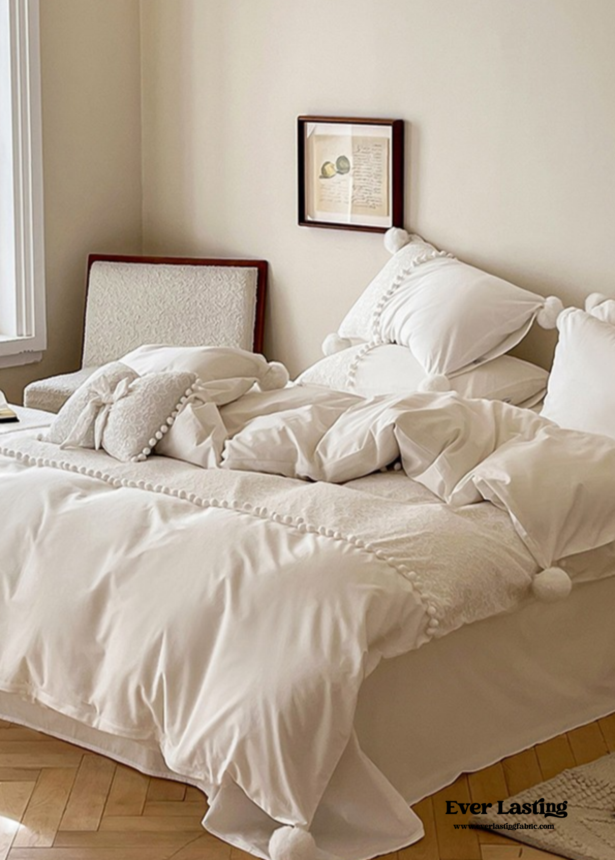 French Sweet Lace Plush Ball Bedding Set - Blue