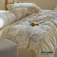 French Vintage Long-Staple Cotton Ruffle Bedding Set