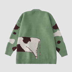 Cute Cow Pattern Cardigan Sweater