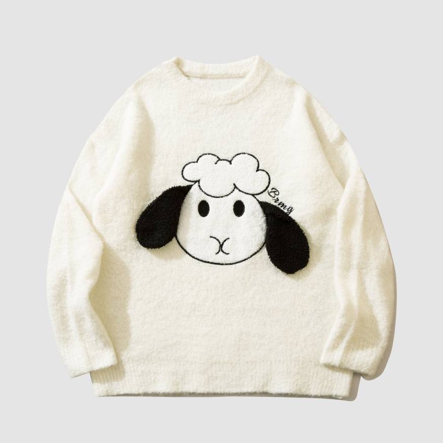 Niedlicher Strickpullover mit Cartoon-Schaf