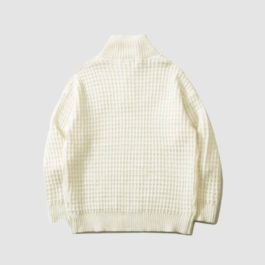 Label Textured Turtleneck Sweater