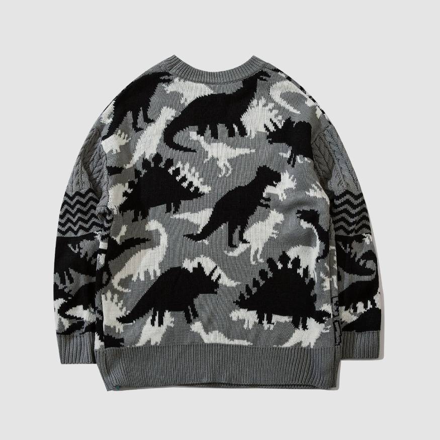 Dinosaur Pattern Stitching Sweater