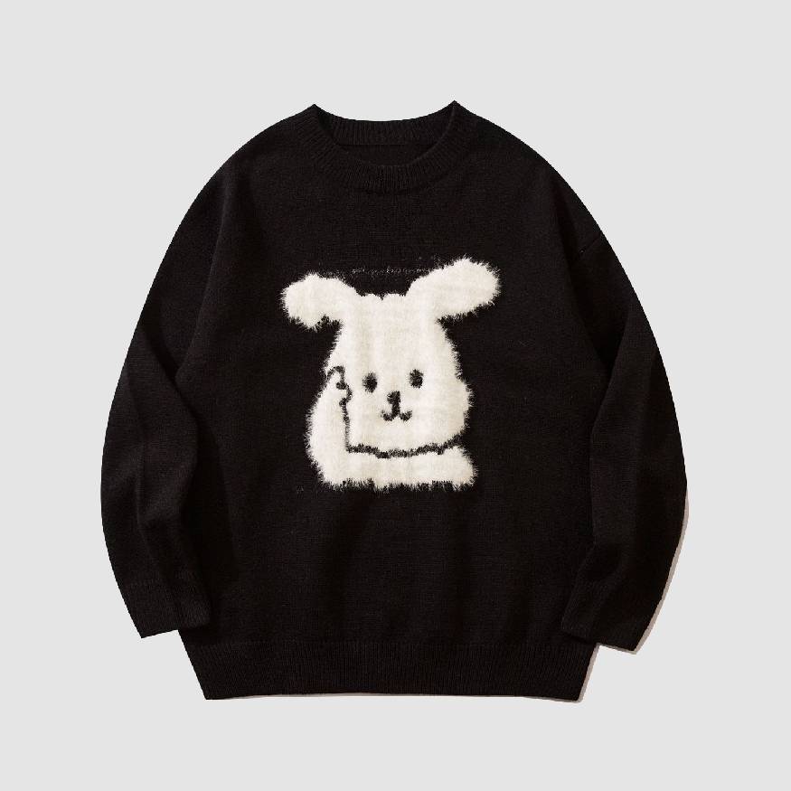 Cartoon Rabbit Pattern Knit Sweater