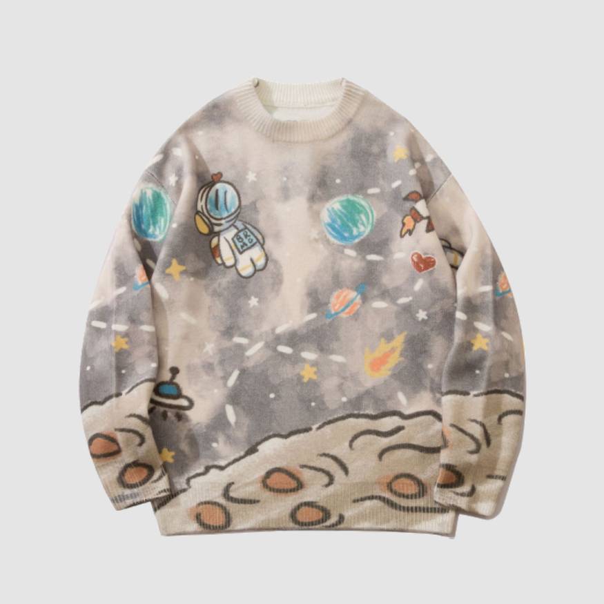 Astronaut & Space Pattern Knit Sweater