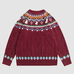 Pullover im Ethno-Stil mit Kaninchenmuster