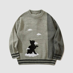 Cat & Cloud Pattern Knit Sweater