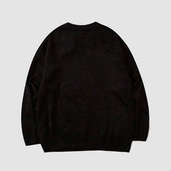 Question Bear Embroidered Knit Sweater